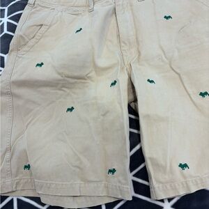 Aeropostale Tan Cotton Shorts with Subtle Gold Logo
